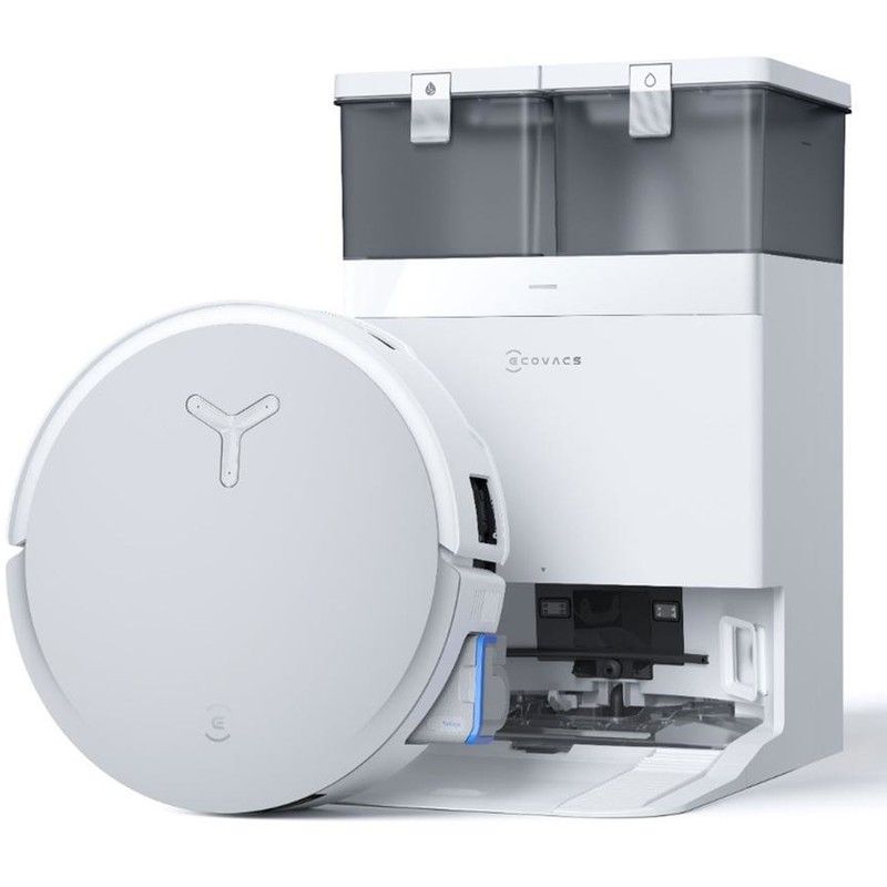 Ecovacs Deebot X8 Pro Omni white robot vacuum with its dock