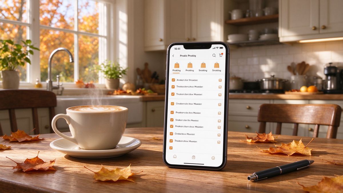 Preparing a shopping list on a phone before the autumn sale