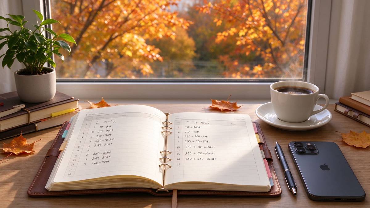 Planning a shopping countdown on a desk