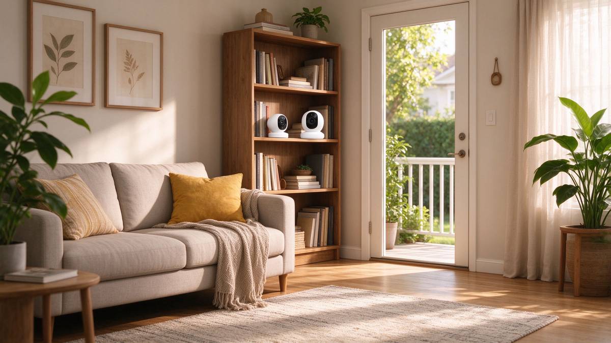Indoor security camera watching a living room