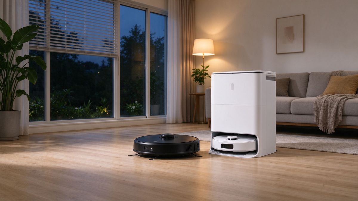 Dreame X50 Ultra robot and dock in a modern living room